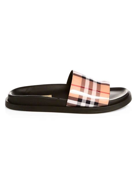 burberry leather sole pool slides|burberry slides for women.